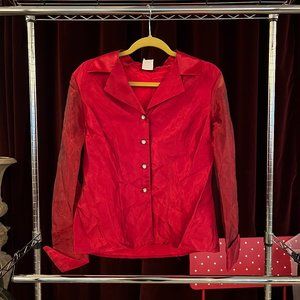 Vintage Sheer Red Button up